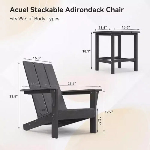 ALAULM Set di Sedie Adirondack, Sedie da Esterno, Sedie con Tavolino da Caffè o Braciere, Ampiamente Utilizzate in Patio, Prato, Giardino, Piscina e Terrazza