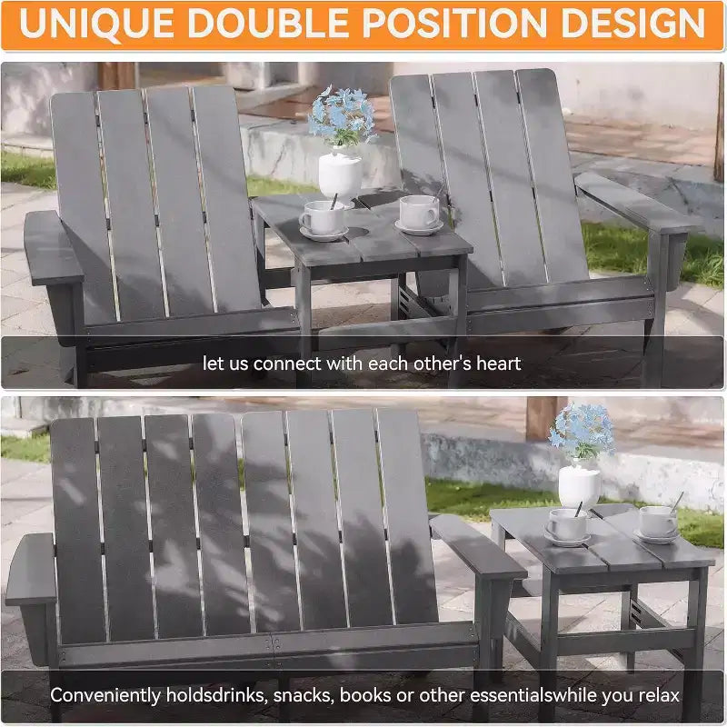 ALAULM Set di Sedie Adirondack, Sedie da Esterno, Sedie con Tavolino da Caffè o Braciere, Ampiamente Utilizzate in Patio, Prato, Giardino, Piscina e Terrazza