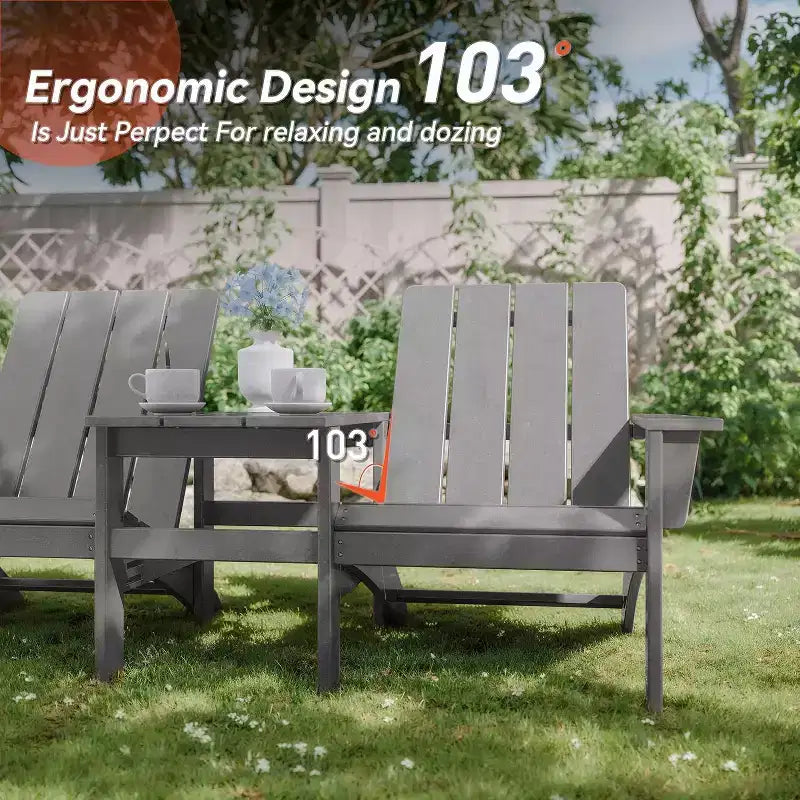 ALAULM Set di Sedie Adirondack, Sedie da Esterno, Sedie con Tavolino da Caffè o Braciere, Ampiamente Utilizzate in Patio, Prato, Giardino, Piscina e Terrazza