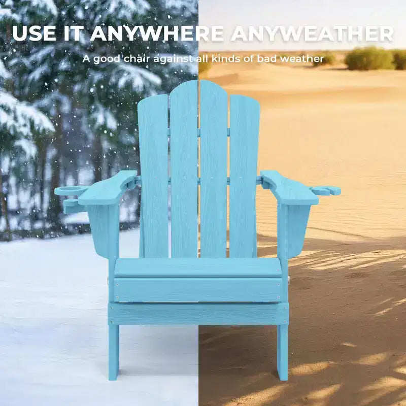 HYLEORY Chaise Adirondack pliante en PEHD avec 2 porte-gobelets - Chaise Adirondack en composite