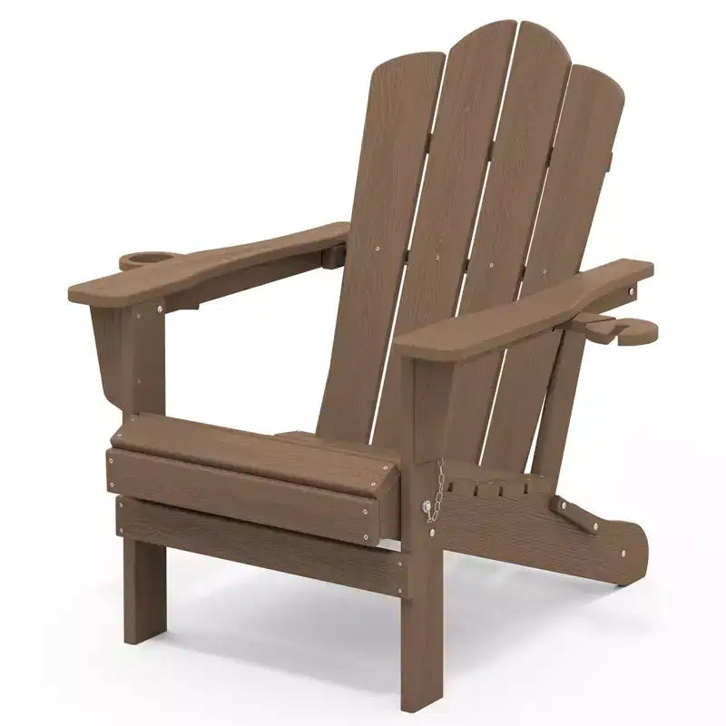 HYLEORY Chaise Adirondack pliante en PEHD avec 2 porte-gobelets - Chaise Adirondack en composite