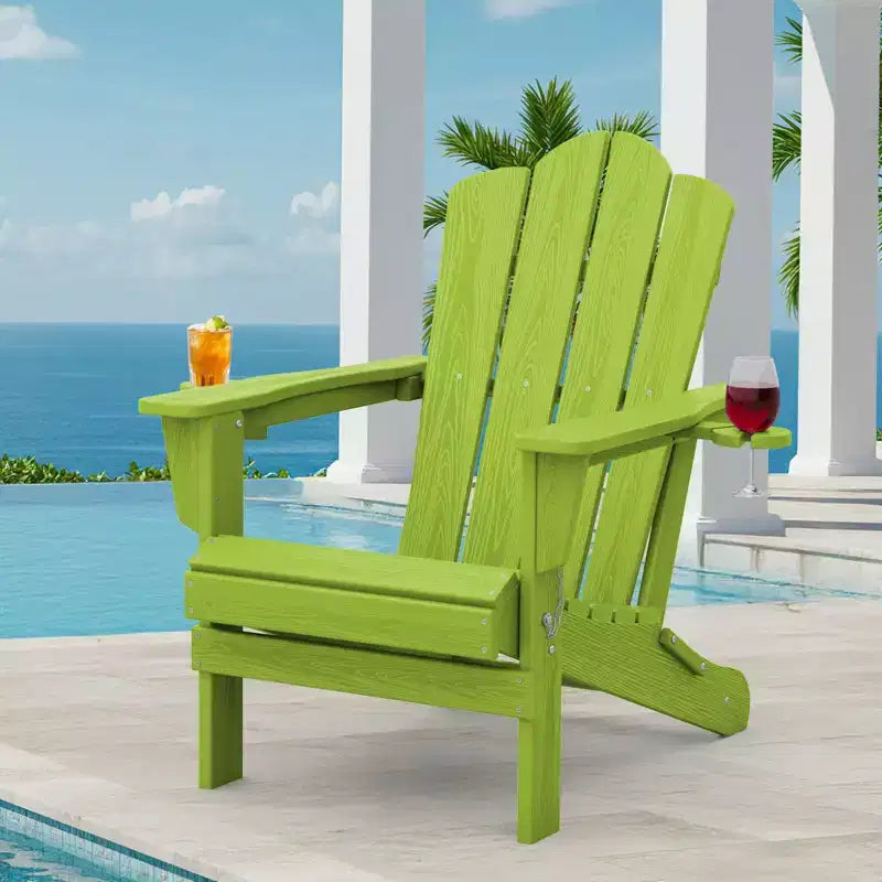 HYLEORY Chaise Adirondack pliante en PEHD avec 2 porte-gobelets - Chaise Adirondack en composite