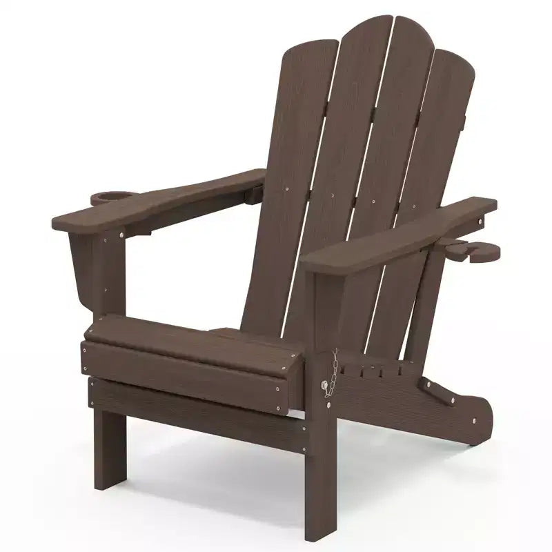 HYLEORY Chaise Adirondack pliante en PEHD avec 2 porte-gobelets - Chaise Adirondack en composite