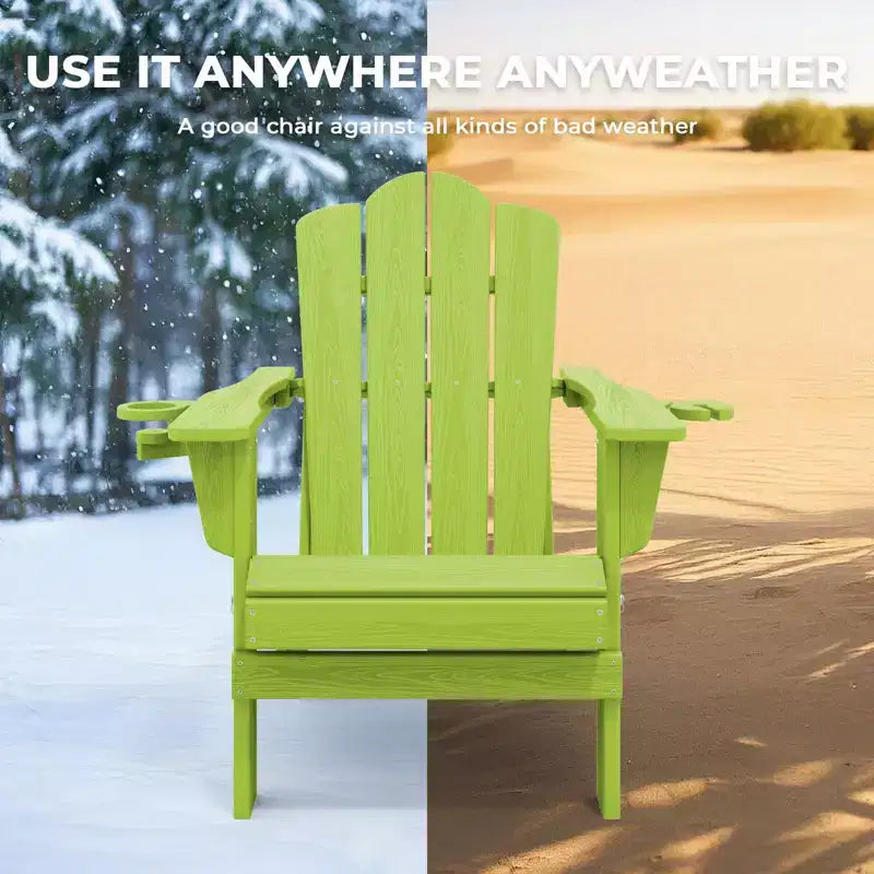 HYLEORY Chaise Adirondack pliante en PEHD avec 2 porte-gobelets - Chaise Adirondack en composite