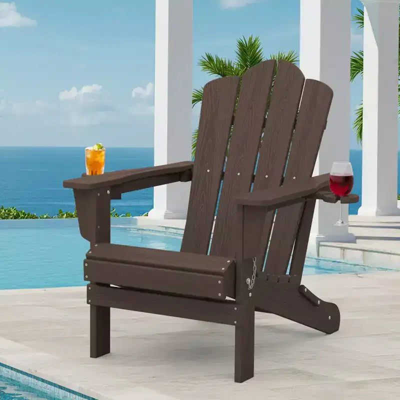 HYLEORY Chaise Adirondack pliante en PEHD avec 2 porte-gobelets - Chaise Adirondack en composite
