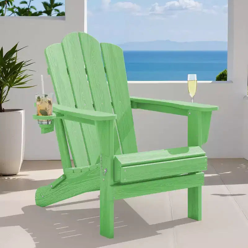 HYLEORY Chaise Adirondack pliante en PEHD avec 2 porte-gobelets - Chaise Adirondack en composite