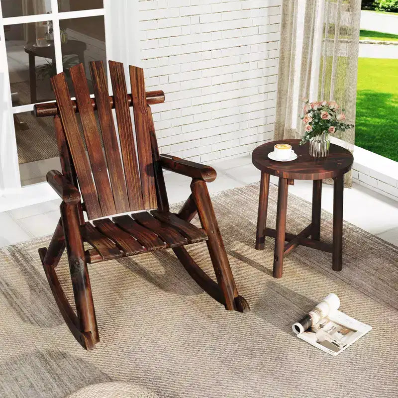 Costway Sedia a dondolo Adirondack da esterno 1/2 pz per adulti in legno massello per portico, sedia da giardino