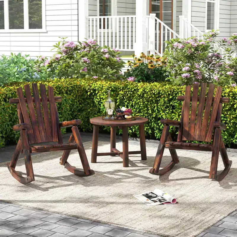 Costway Sedia a dondolo Adirondack da esterno 1/2 pz per adulti in legno massello per portico, sedia da giardino
