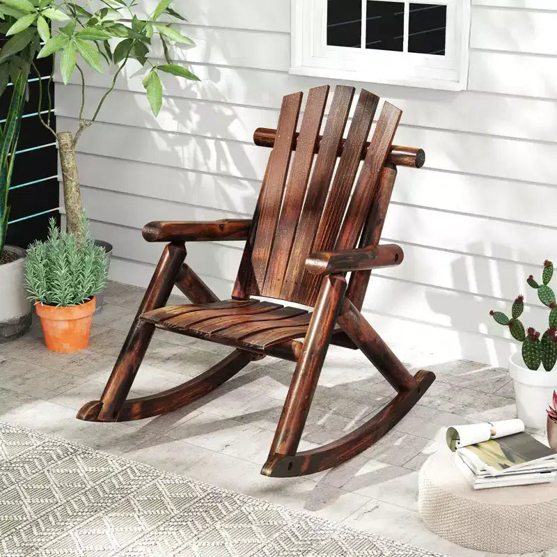 Costway Sedia a dondolo Adirondack da esterno 1/2 pz per adulti in legno massello per portico, sedia da giardino