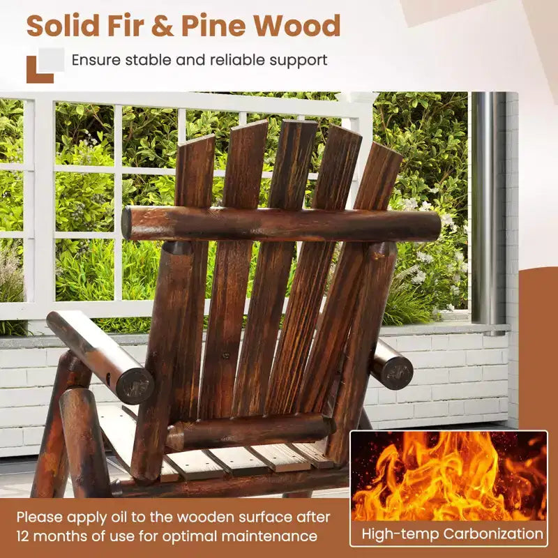 Costway Sedia a dondolo Adirondack da esterno 1/2 pz per adulti in legno massello per portico, sedia da giardino