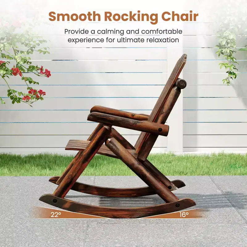 Costway Sedia a dondolo Adirondack da esterno 1/2 pz per adulti in legno massello per portico, sedia da giardino
