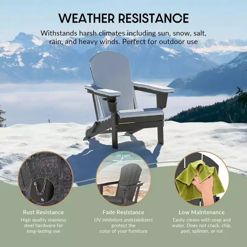 WestinTrends Nantucket - Sedia Adirondack da esterno in resina HDPE con portabicchieri e portacellulare