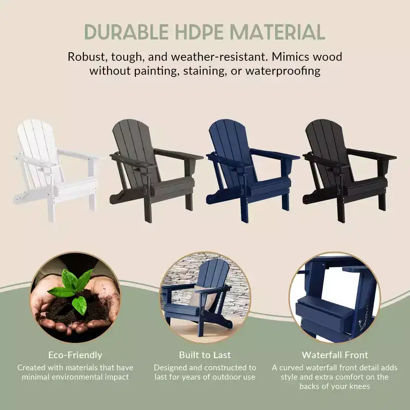 WestinTrends Nantucket - Sedia Adirondack da esterno in resina HDPE con portabicchieri e portacellulare