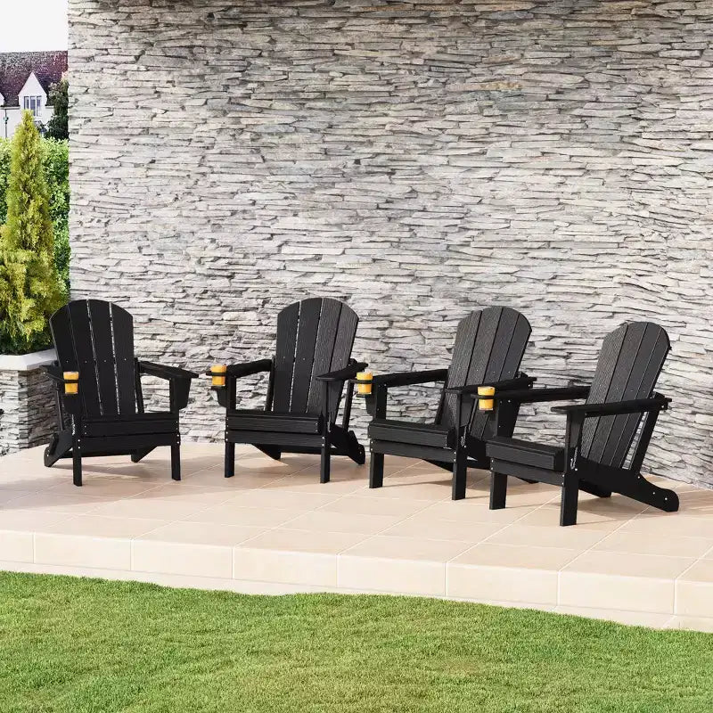 WestinTrends Nantucket Sedie Pieghevoli Adirondack da Esterno in Resina HDPE con Portabicchieri e Portacellulare (Set da Quattro)