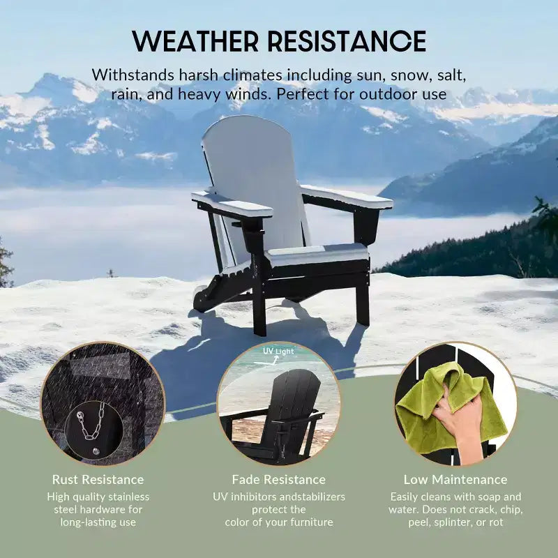 WestinTrends Nantucket Sedie Pieghevoli Adirondack da Esterno in Resina HDPE con Portabicchieri e Portacellulare (Set da Quattro)