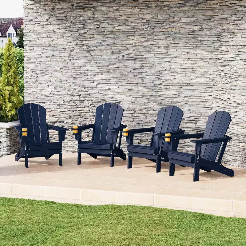 WestinTrends Nantucket Sedie Pieghevoli Adirondack da Esterno in Resina HDPE con Portabicchieri e Portacellulare (Set da Quattro)