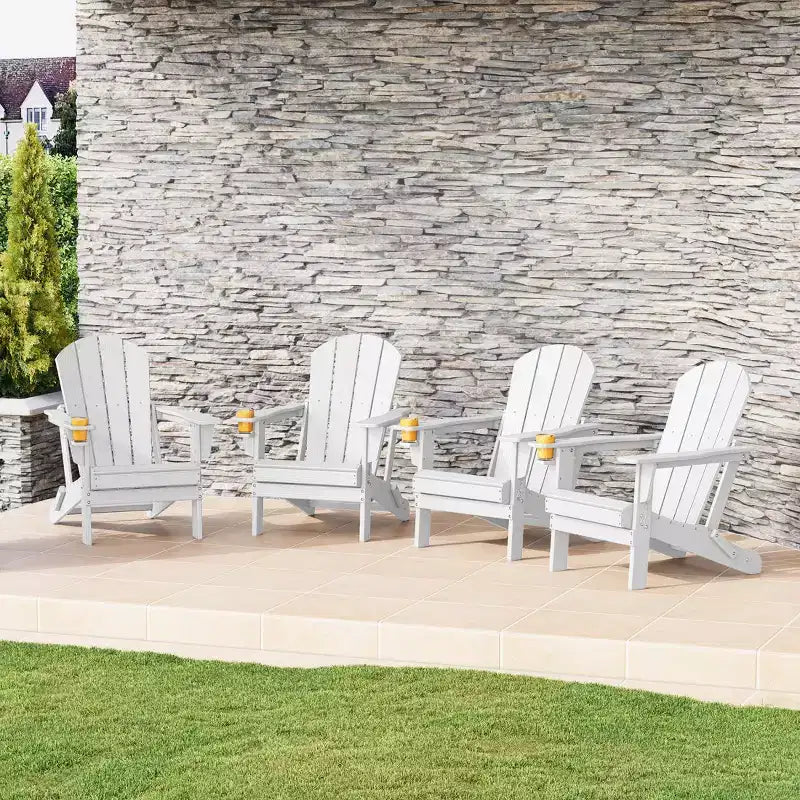 WestinTrends Nantucket Sedie Pieghevoli Adirondack da Esterno in Resina HDPE con Portabicchieri e Portacellulare (Set da Quattro)