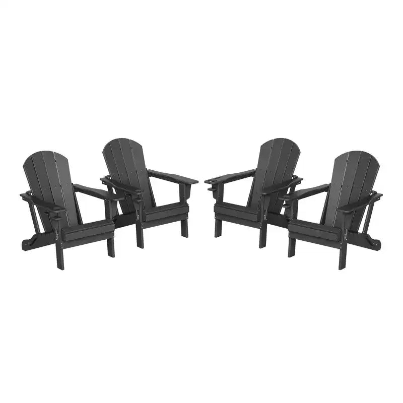 WestinTrends Nantucket Sedie Pieghevoli Adirondack da Esterno in Resina HDPE con Portabicchieri e Portacellulare (Set da Quattro)