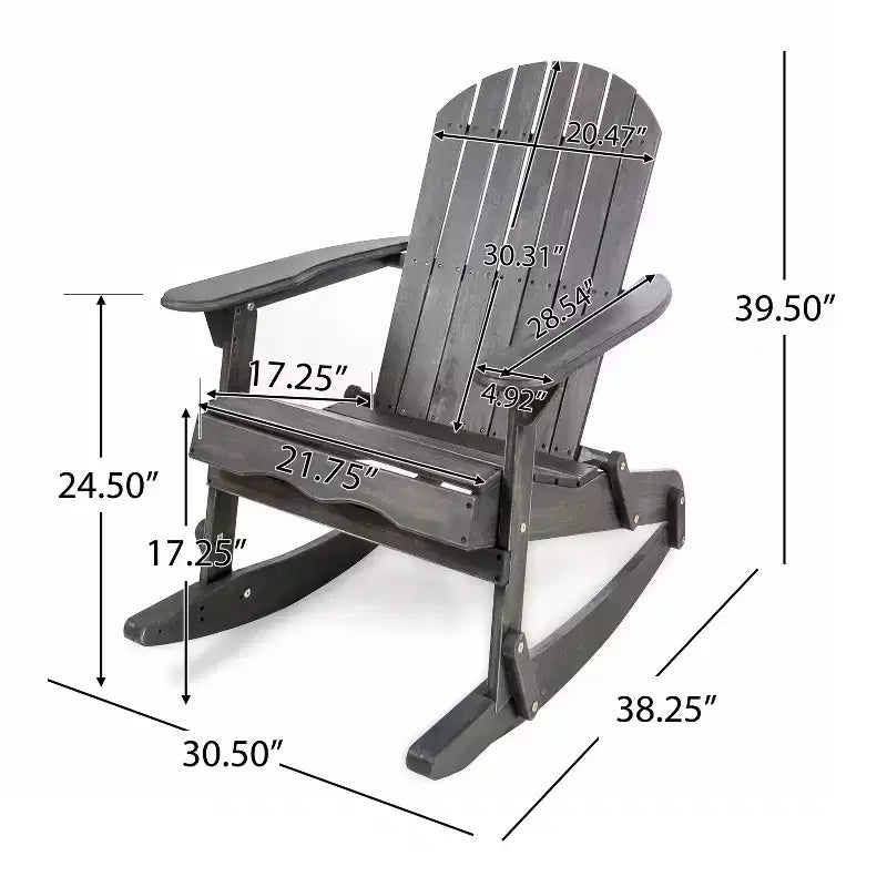 Christopher Knight Home Hermes Set da 5 Pezzi con Poltrona a Dondolo Adirondack e Braciere in Legno di Acacia per Esterni