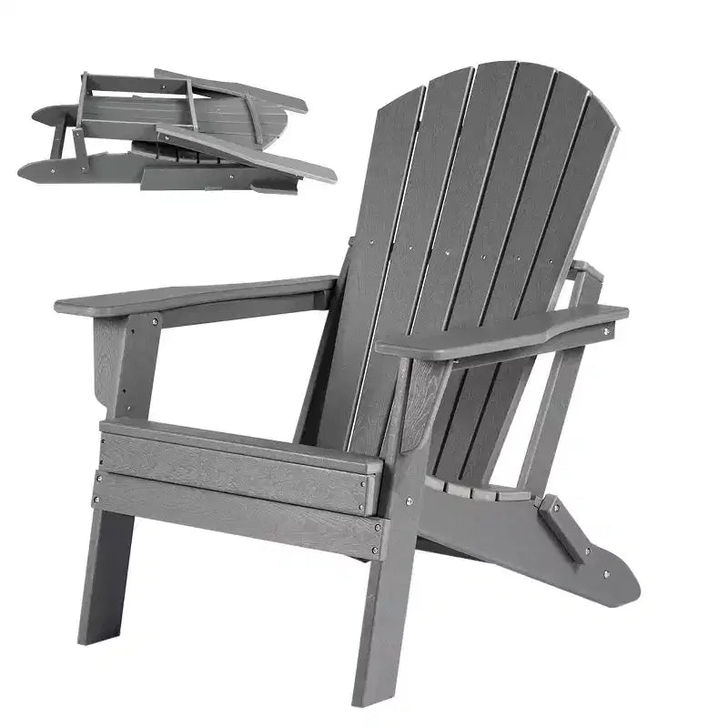 Folding Adirondack Chair - Oversized HDPE, Weather Resistant, Outdoor Fire Pit Chair, Suitable for Patio, Porch, Deck, Garden