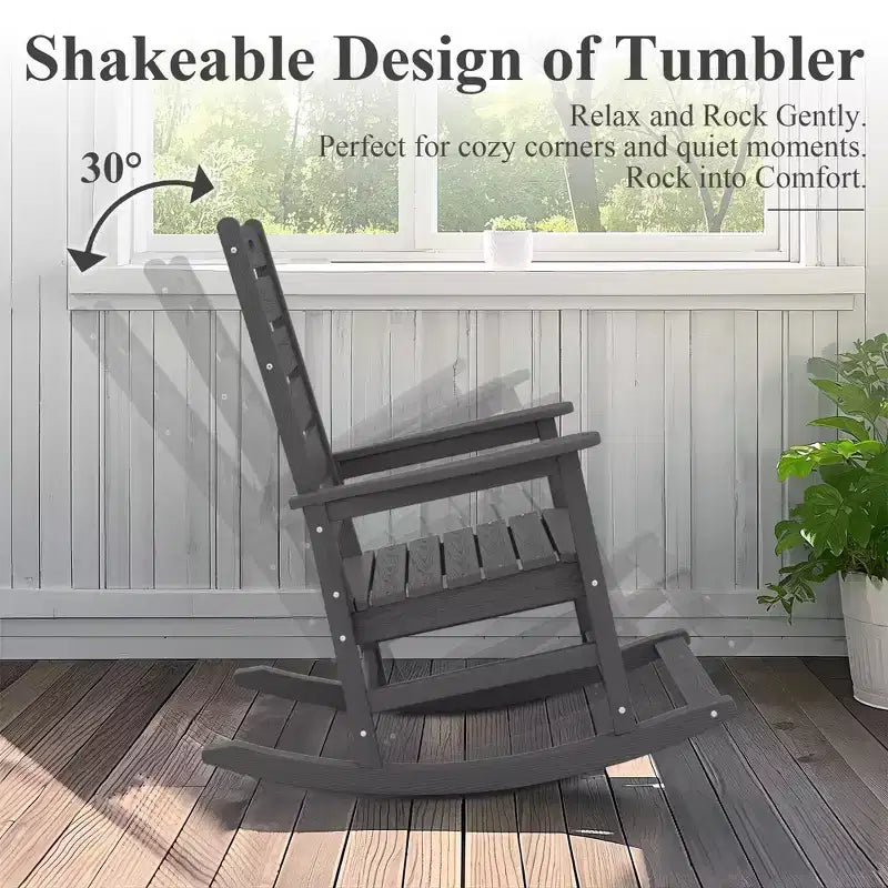 Sedia a Dondolo da Esterno Hyleory Extra Larga in HDPE Adirondack con Poggiapiedi Integrato e Inclinazione a 30 Gradi per il Massimo Relax