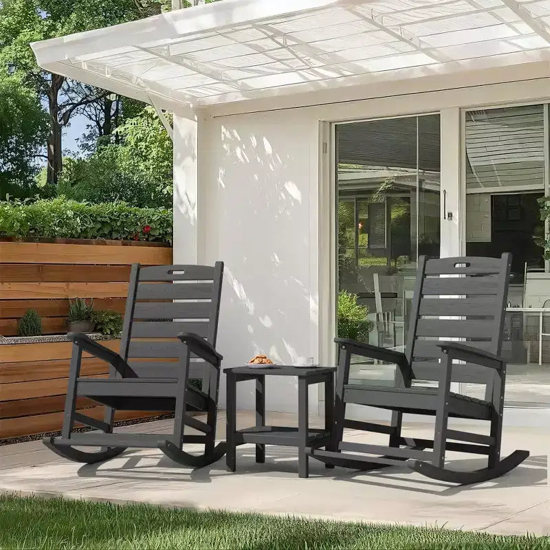 Sedia a Dondolo da Esterno Hyleory Extra Larga in HDPE Adirondack con Poggiapiedi Integrato e Inclinazione a 30 Gradi per il Massimo Relax