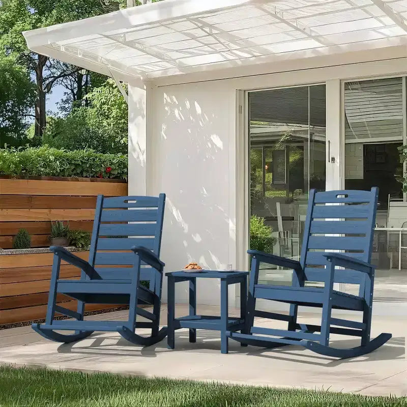 Sedia a Dondolo da Esterno Hyleory Extra Larga in HDPE Adirondack con Poggiapiedi Integrato e Inclinazione a 30 Gradi per il Massimo Relax