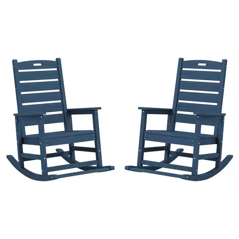 Sedia a Dondolo da Esterno Hyleory Extra Larga in HDPE Adirondack con Poggiapiedi Integrato e Inclinazione a 30 Gradi per il Massimo Relax
