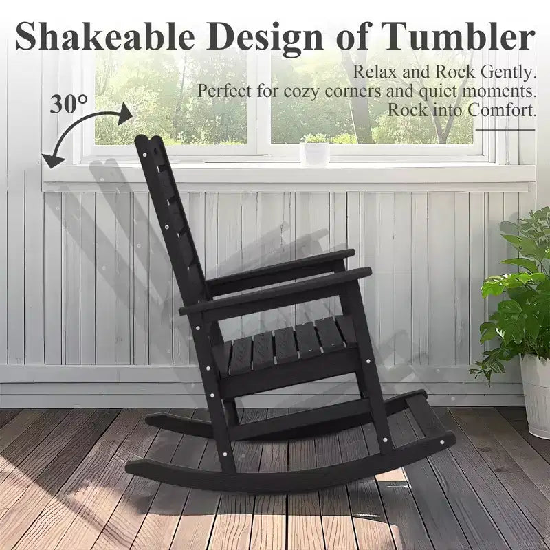 Sedia a Dondolo da Esterno Hyleory Extra Larga in HDPE Adirondack con Poggiapiedi Integrato e Inclinazione a 30 Gradi per il Massimo Relax
