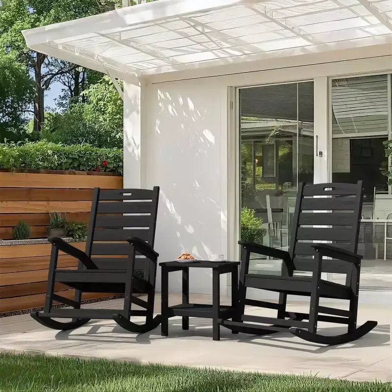 Sedia a Dondolo da Esterno Hyleory Extra Larga in HDPE Adirondack con Poggiapiedi Integrato e Inclinazione a 30 Gradi per il Massimo Relax
