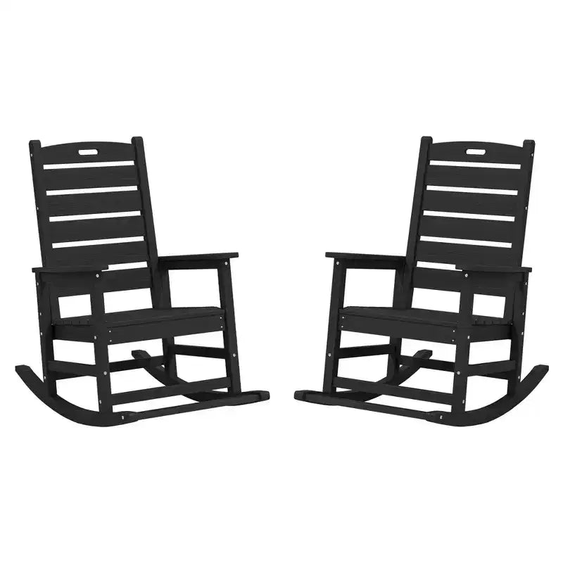Sedia a Dondolo da Esterno Hyleory Extra Larga in HDPE Adirondack con Poggiapiedi Integrato e Inclinazione a 30 Gradi per il Massimo Relax