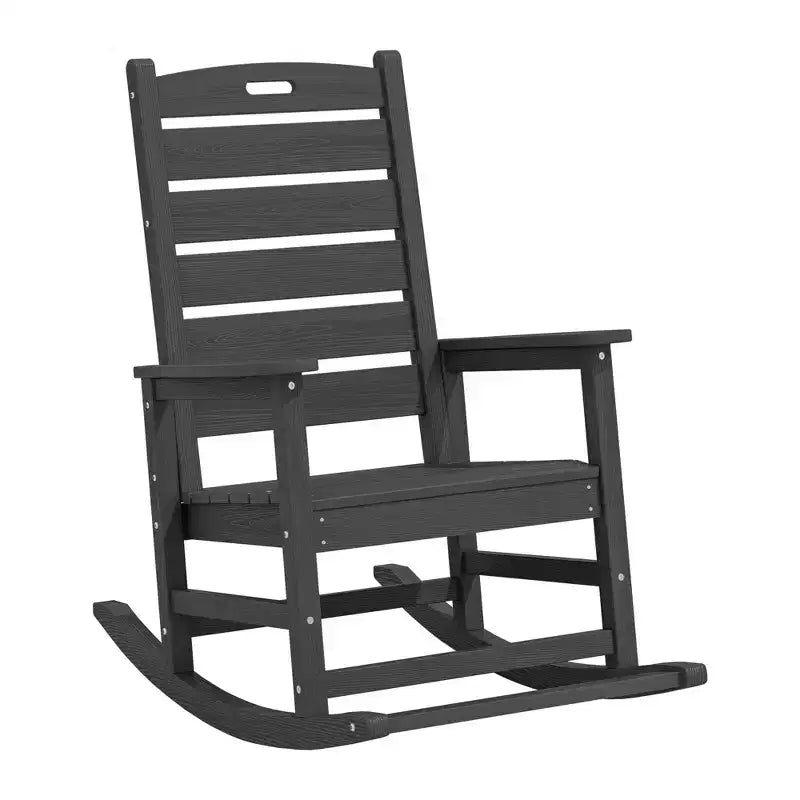 Fauteuil à bascule d'extérieur Hyleory extra large en HDPE avec repose-pieds intégré et inclinaison de 30° pour une relaxation ultime