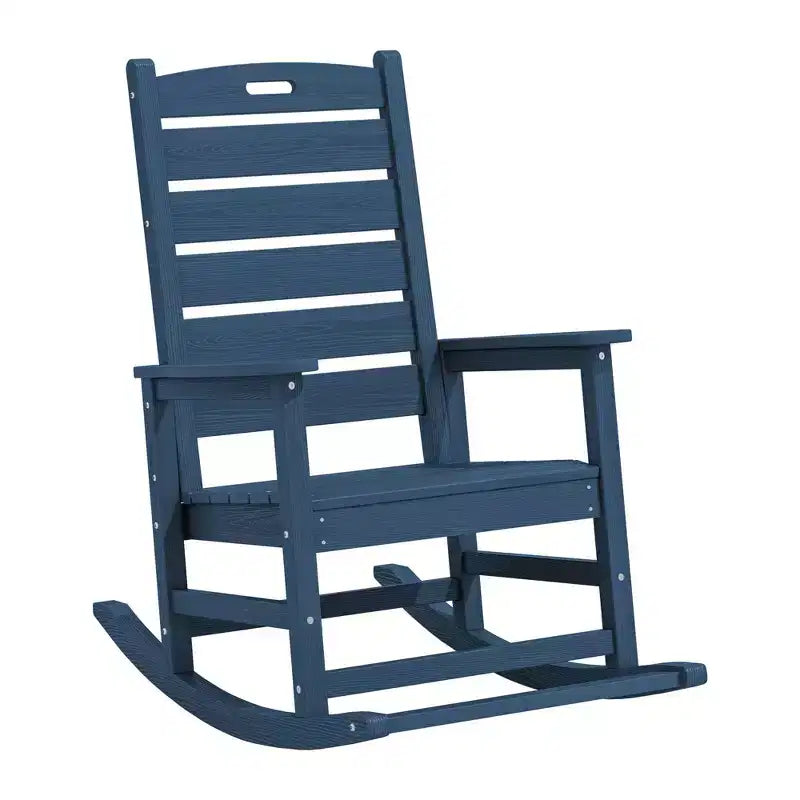 Fauteuil à bascule d'extérieur Hyleory extra large en HDPE avec repose-pieds intégré et inclinaison de 30° pour une relaxation ultime