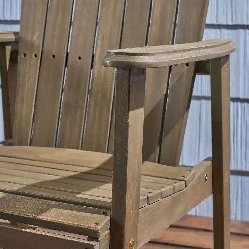 Sedia pieghevole Adirondack da patio Okak Oversized, set da 2, sedia da pranzo e sedia accentata in acacia premium per giardino e cortile, sedia a sdraio da esterno