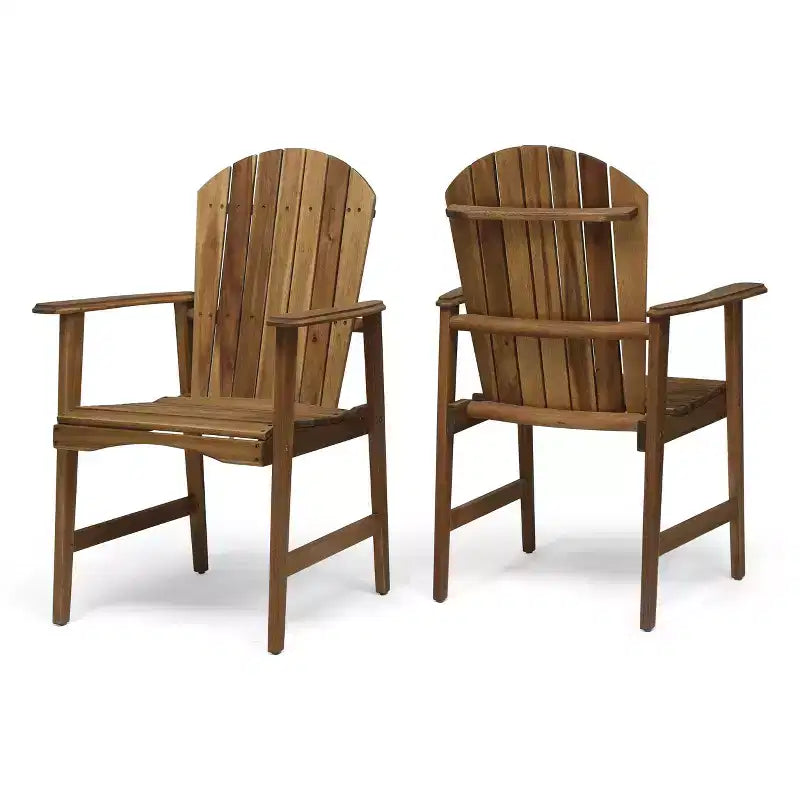 Sedia pieghevole Adirondack da patio Okak Oversized, set da 2, sedia da pranzo e sedia accentata in acacia premium per giardino e cortile, sedia a sdraio da esterno