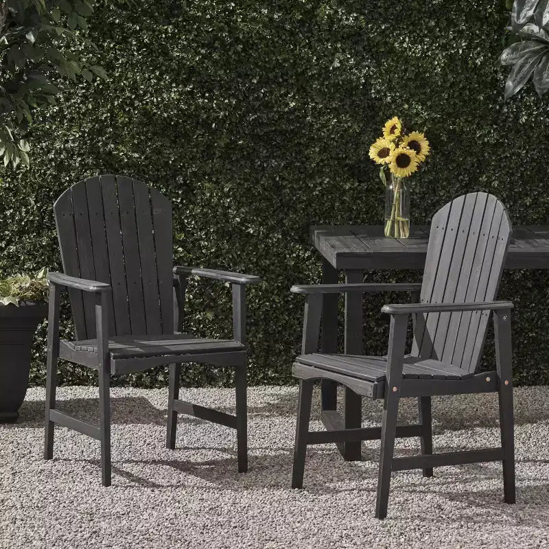 Sedia pieghevole Adirondack da patio Okak Oversized, set da 2, sedia da pranzo e sedia accentata in acacia premium per giardino e cortile, sedia a sdraio da esterno