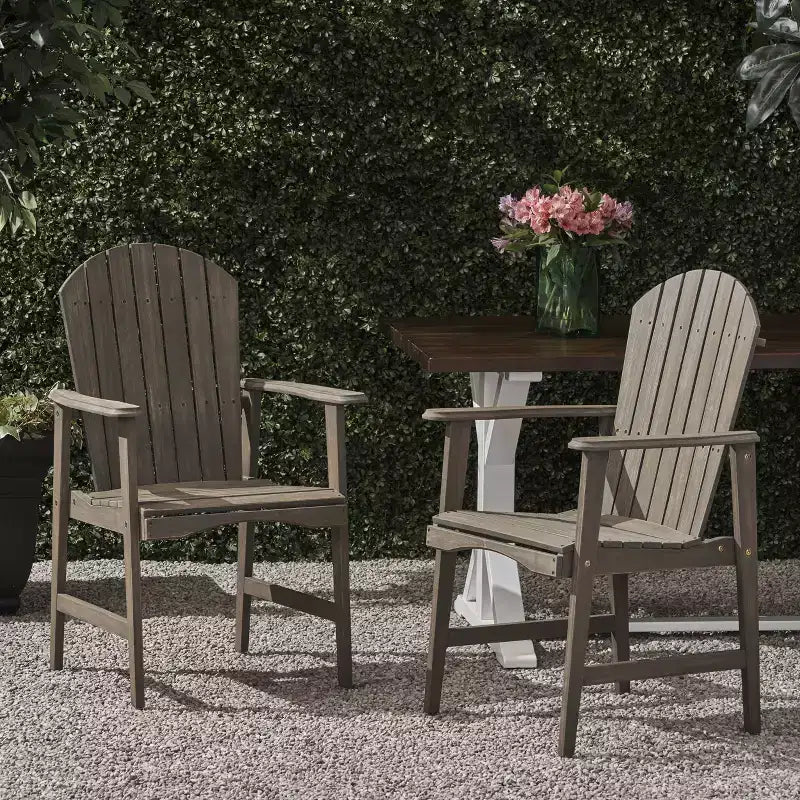Sedia pieghevole Adirondack da patio Okak Oversized, set da 2, sedia da pranzo e sedia accentata in acacia premium per giardino e cortile, sedia a sdraio da esterno
