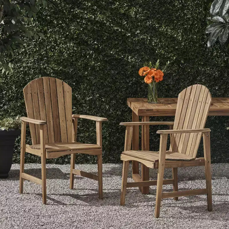 Okak Oversized Patio Folding Adirondack Chair,Set of 2,Premium Acacia Accent Chair Dining Chair for Garden&Backyard,Outdoor Lounge Chair