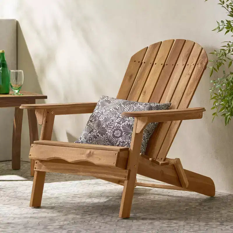 Sedia Adirondack Pieghevole Rustica Okak in Acacia Premium per Patio, Veranda, Giardino e Cortile, Sedia a Sdraio da Esterno, Max 136 kg