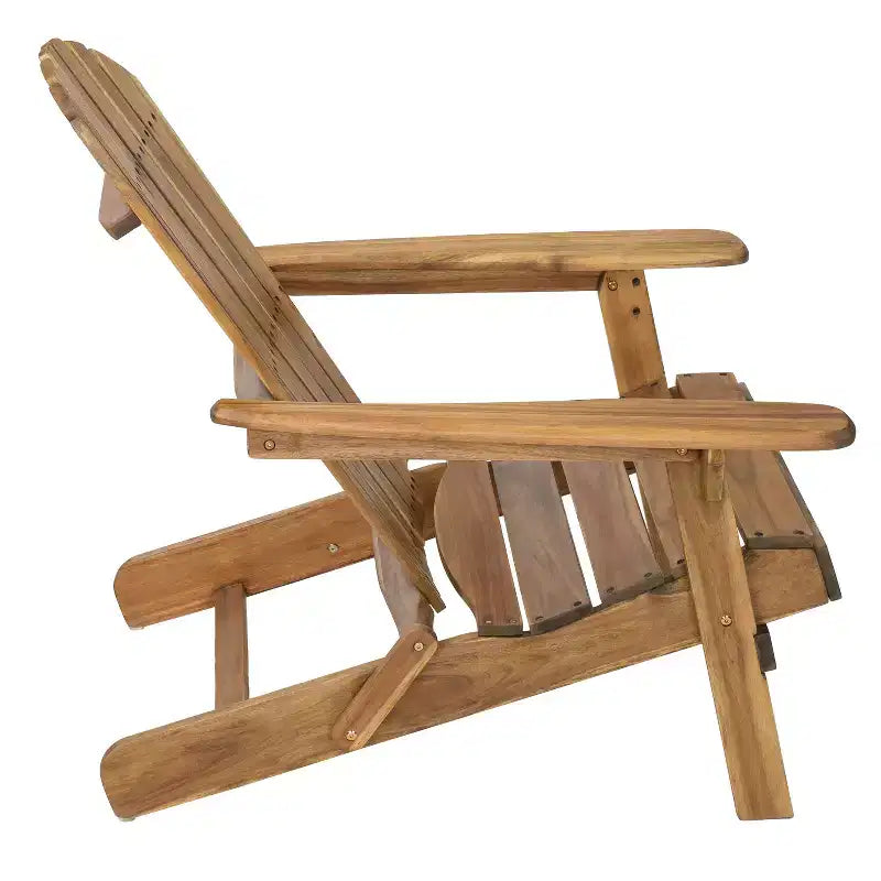 Sedia Adirondack Pieghevole Rustica Okak in Acacia Premium per Patio, Veranda, Giardino e Cortile, Sedia a Sdraio da Esterno, Max 136 kg