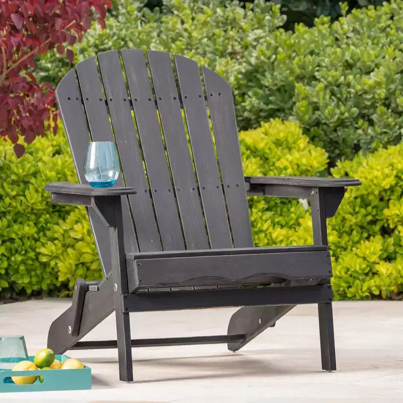 Sedia Adirondack Pieghevole Rustica Okak in Acacia Premium per Patio, Veranda, Giardino e Cortile, Sedia a Sdraio da Esterno, Max 136 kg