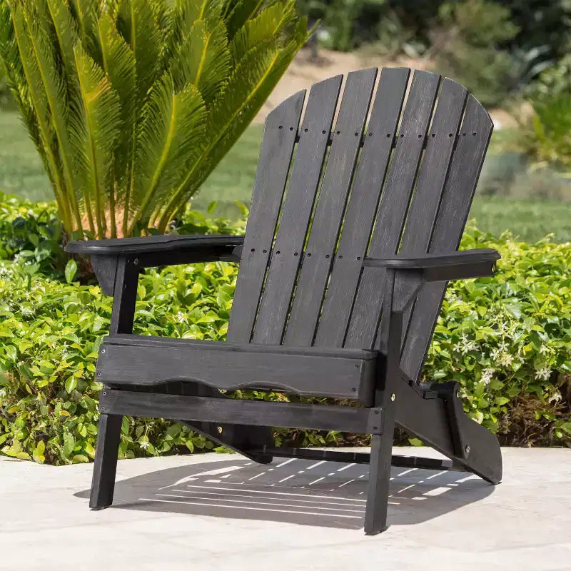 Okak Rustic Patio Folding Adirondack Chair Premium Acacia Accent Chair for Porch,Garden&Backyard,Outdoor Lounge Chair,300lbs Max