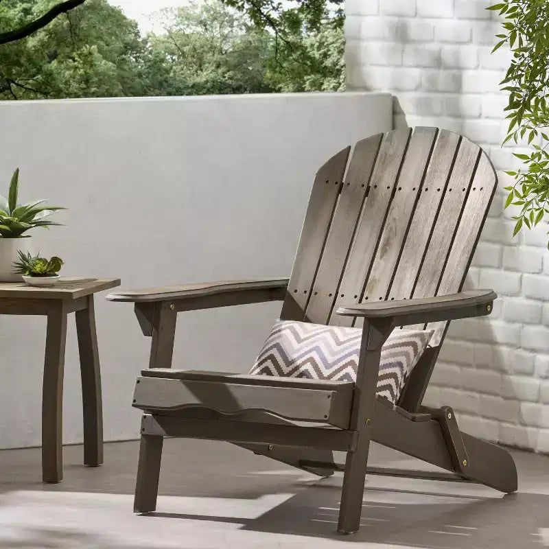 Sedia Adirondack Pieghevole Rustica Okak in Acacia Premium per Patio, Veranda, Giardino e Cortile, Sedia a Sdraio da Esterno, Max 136 kg
