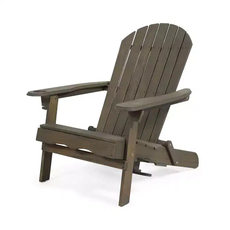 Sedia Adirondack Pieghevole Rustica per Patio Okak, Sedia da Giardino in Legno per Portico, Giardino e Cortile, Sedia a Sdraio da Esterno, Max 150 kg