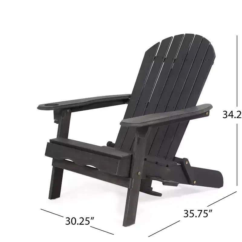 Sedia Adirondack Pieghevole Rustica per Patio Okak, Sedia da Giardino in Legno per Portico, Giardino e Cortile, Sedia a Sdraio da Esterno, Max 150 kg