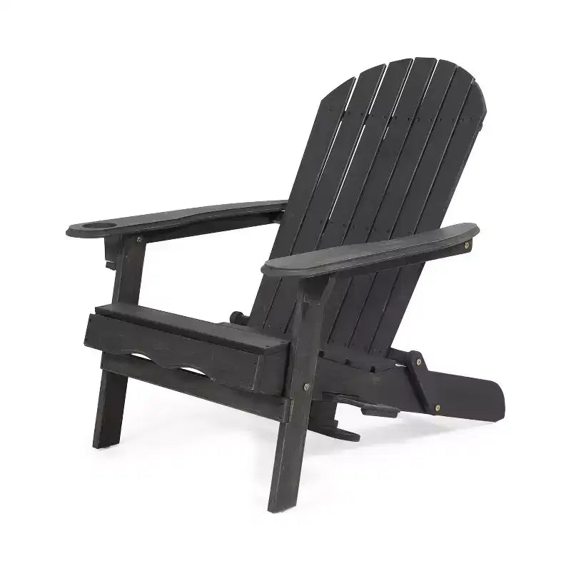Sedia Adirondack Pieghevole Rustica per Patio Okak, Sedia da Giardino in Legno per Portico, Giardino e Cortile, Sedia a Sdraio da Esterno, Max 150 kg