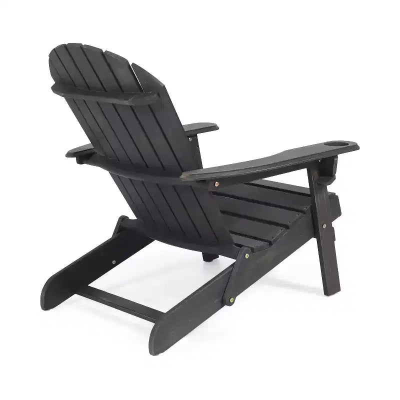 Sedia Adirondack Pieghevole Rustica per Patio Okak, Sedia da Giardino in Legno per Portico, Giardino e Cortile, Sedia a Sdraio da Esterno, Max 150 kg