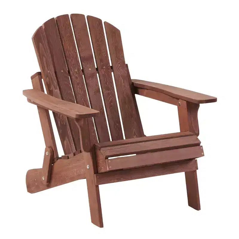 Sedia pieghevole Adirondack Okak Oversized da patio, sedia accentata in legno per portico, giardino e cortile, sedia a sdraio da esterno, max 150 kg