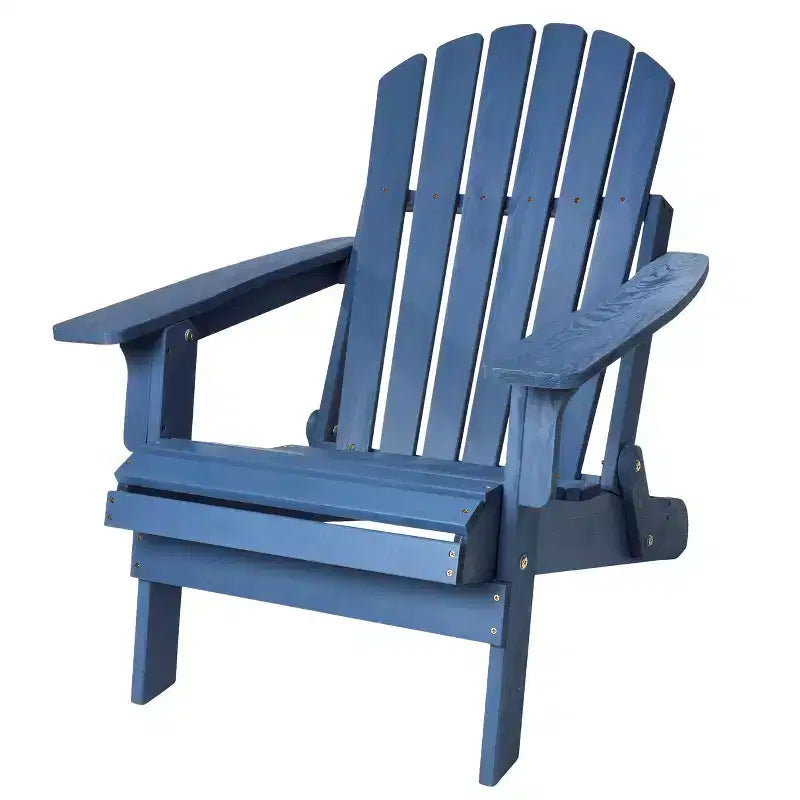 Sedia pieghevole Adirondack Okak Oversized da patio, sedia accentata in legno per portico, giardino e cortile, sedia a sdraio da esterno, max 150 kg