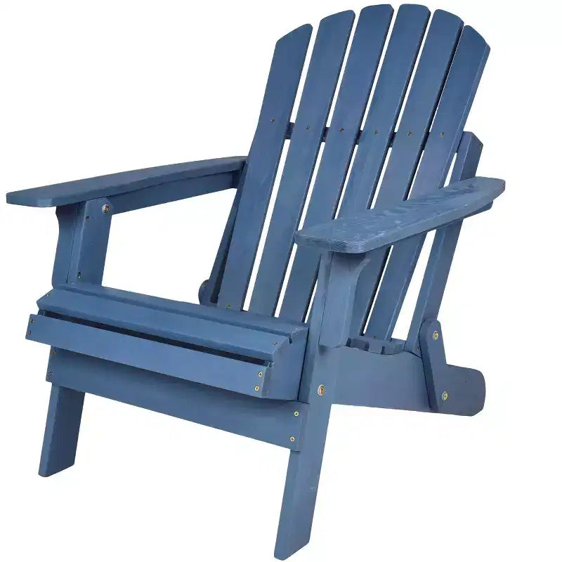 Sedia pieghevole Adirondack Okak Oversized da patio, sedia accentata in legno per portico, giardino e cortile, sedia a sdraio da esterno, max 150 kg